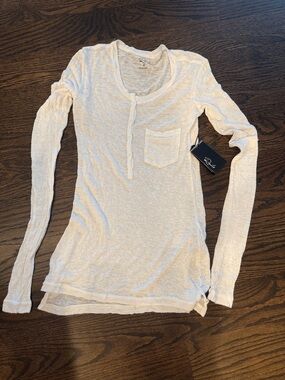 Rails White Long Sleeve Henley with Pocket